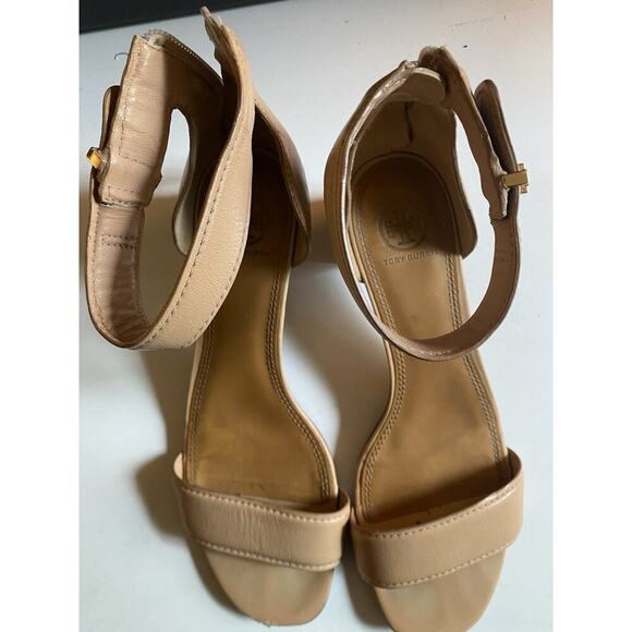Tory Burch Beige Leather Ankle Strap Sandals Size 9.5 Retails $175 - Picture 4 of 8